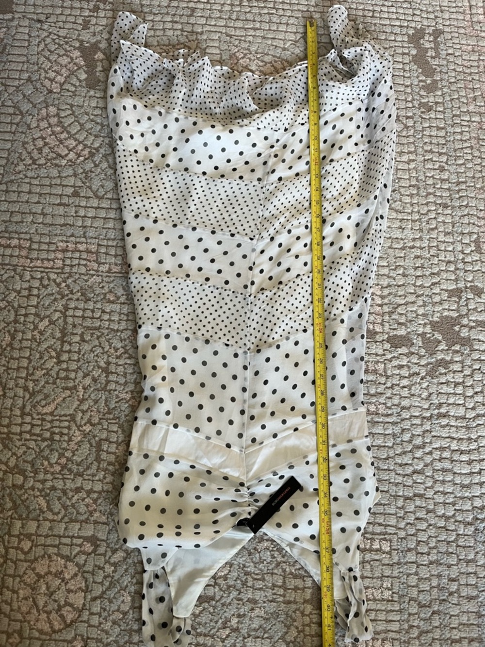 BCBGMaxAzria White and Gray Polka Dot Midi Dress - Picture 9 of 10